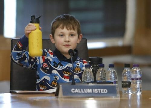 Callum talking on the subject of re-useable bottles