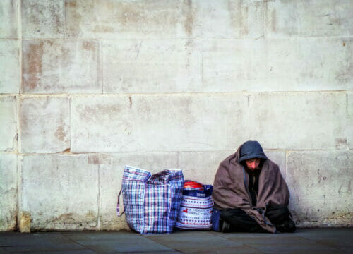 Homeless person on the streets.