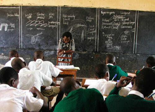 Children Learning in a Poorly equipped school in Africa