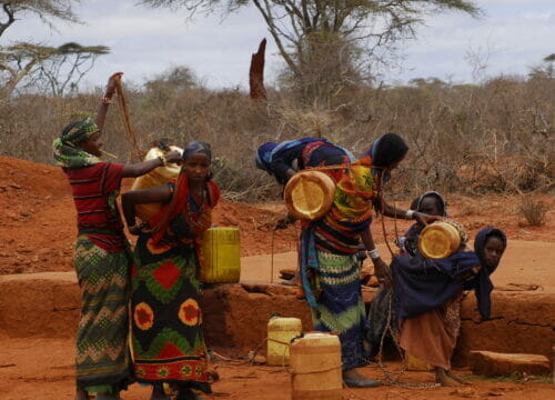 Women and children fetching water