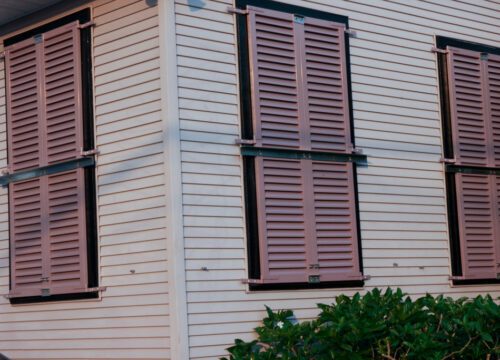 Shutters to offer storm protection.